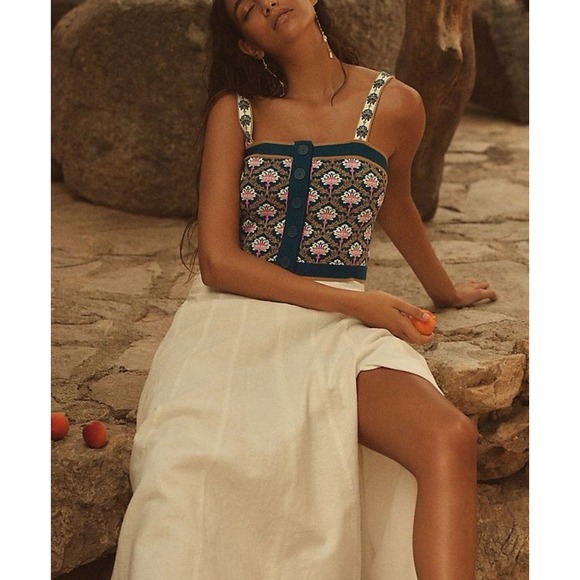 Maeve Tops - Anthropologie Maeve Square Neck Crop Sweater Tank Size XL Boho Sleeveless